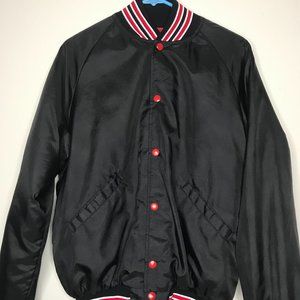 Butwin Men's Size Medium Varsity Bomber Jacket Black U.S.A Vintage TCCA '88-89
